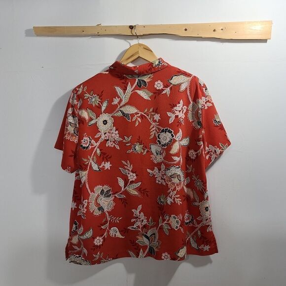 Orange Alfred Dunner Floral Buttoned up Shirt - Picture 7 of 9